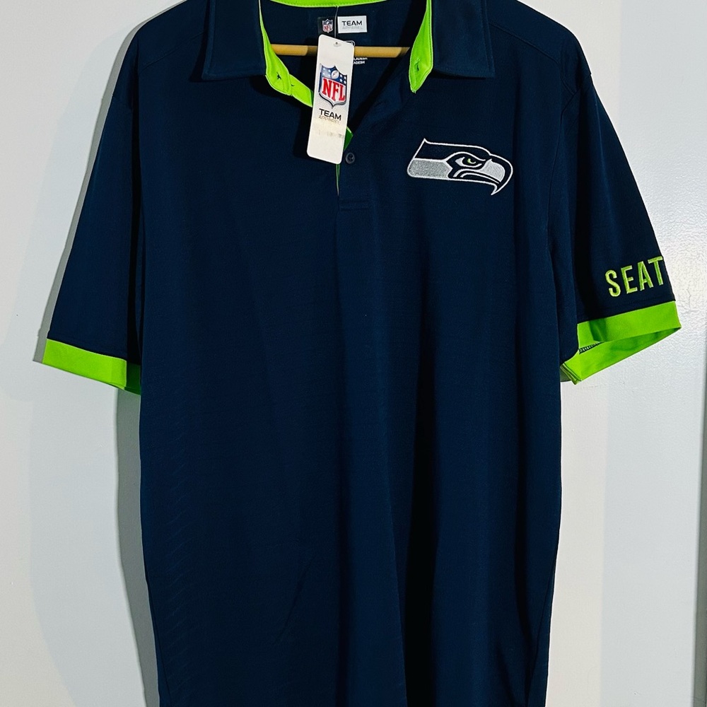 NFL Seattle Seahawks Navy and Green  Polo Shirt New with tag size XL